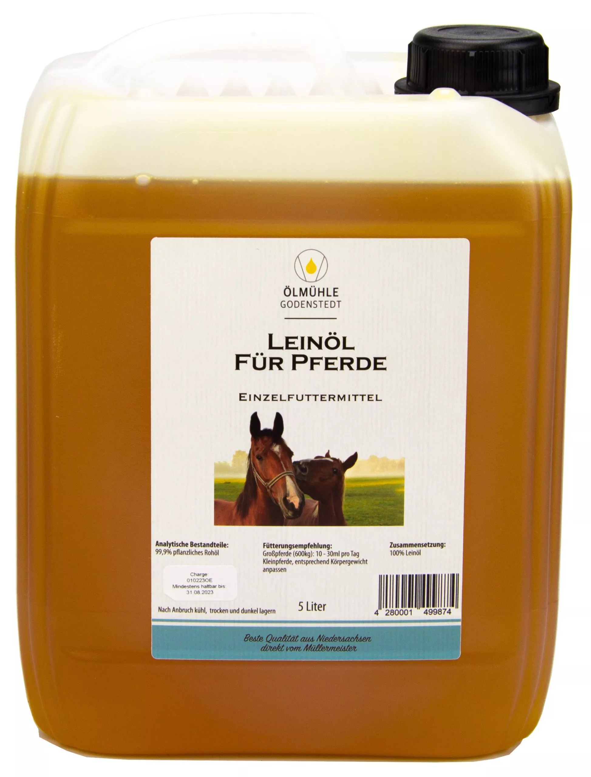 Leinöl für Pferde im 5 Liter Vorratskanister DIN45