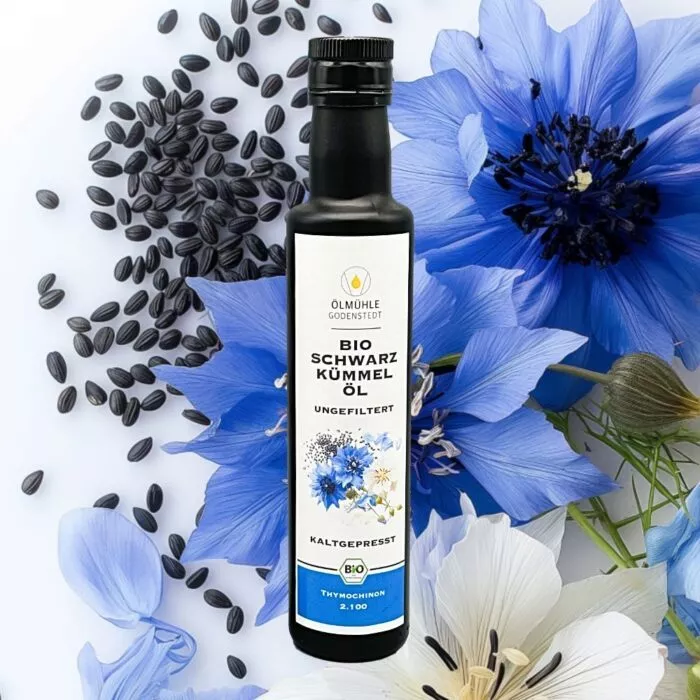 001 Flaschenbild Bio SKÖ2100 Bio Schwarzkümmelöl – ungefiltert – bis 1.540 mg Thymochinon – LIMITIERT